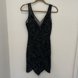 Black sequin mini dress